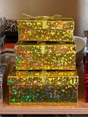 Holographic Gold Gift Box Set - 3 Piece. 3 sets
